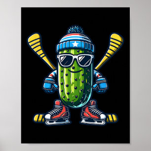 Póster Patinador de hockey sobre hielo de pepino 
