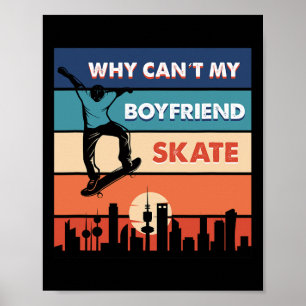 Póster Patinador urbano del atardecer retro