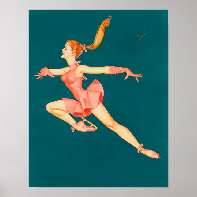 Póster Patinadora De Hielo Vintage Ballerina, (Frente)