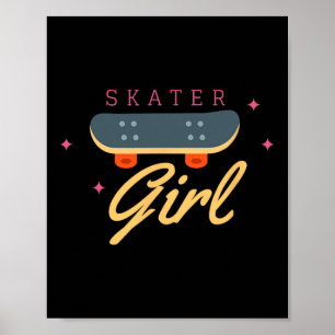 Póster Patinadora monopatín patinaje para regalo de niña 