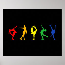 Póster Patinadores de la Figura Arcoiris