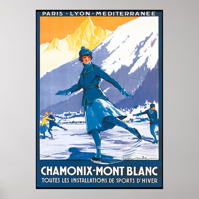 Póster Patinaje Chamonix Mont Blanc (Frente)