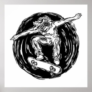 Póster Patinaje De Patinaje De Plana Duración