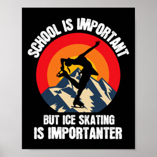 Póster Patinaje en hielo Retro Invernal Deportes Ski Ski