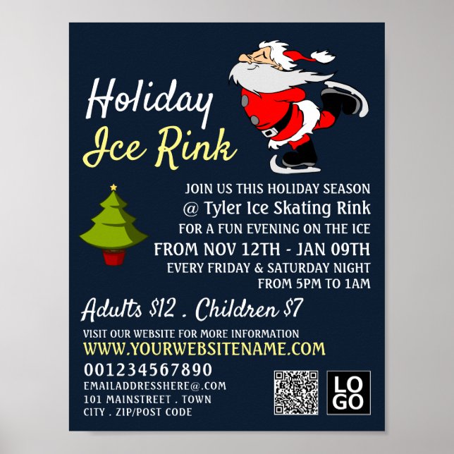 Póster Patinaje en Santa, excursión de hielo de vacacione (Frente)