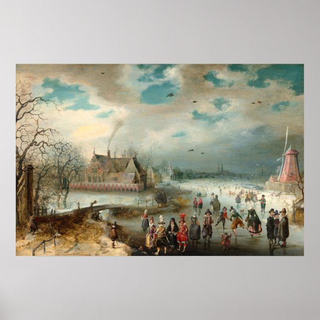 Póster Patinaje sobre el río Amstel, Poster Bella Artes d (Frente)