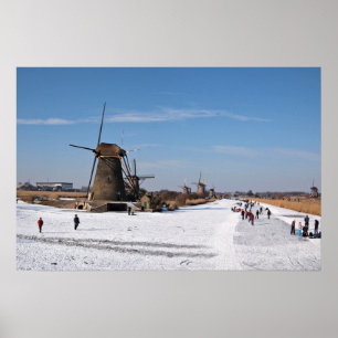 Póster Patinaje sobre hielo junto a los molinos de viento