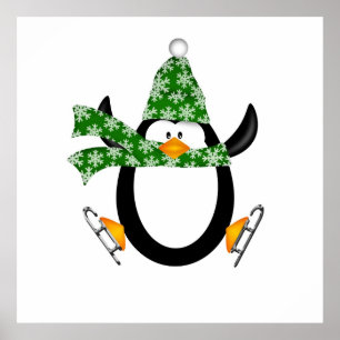 Póster Patinaje sobre hielo pingüino con bolsa de Gorra y