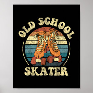 Póster Patinaje sobre patinaje en la vieja escuela de pat