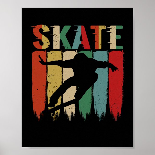 Póster Patinaje sobre patinaje sobre patines Guay Retro (Frente)