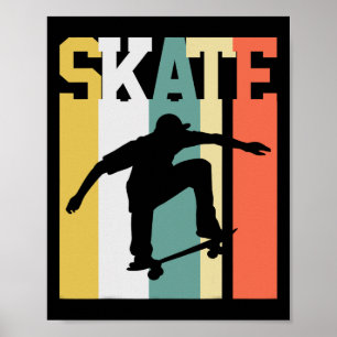 Póster Patinar monopatín patinador monopatín Retro 