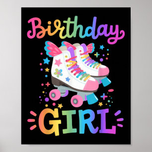 Póster Patines De Cumpleaños Niña Patinadora Niños Gi