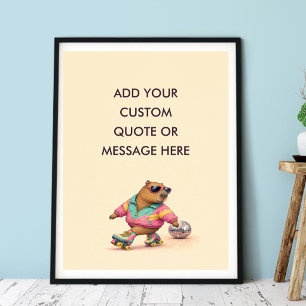 Póster Patines de Rodillo de Capybara con Frase Personali