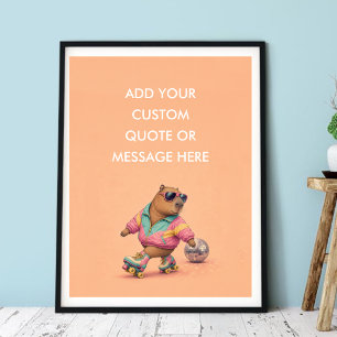 Póster Patines de Rodillo de Capybara con Frase Personali