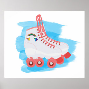 Póster Patines de rodillos con salpicadura de acuarela