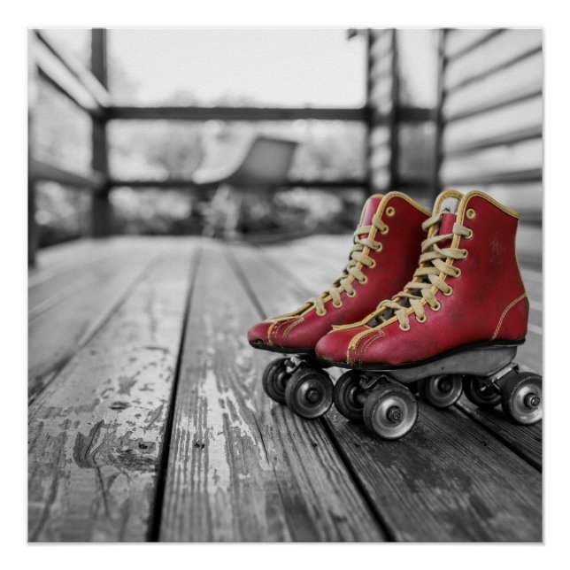 Póster Patines de rodillos retro (Anverso)