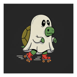 Póster Patines De Tortuga Fantasma Diseño De Halloween_1