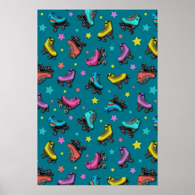 Póster Patines y Estrellas Retro (Frente)