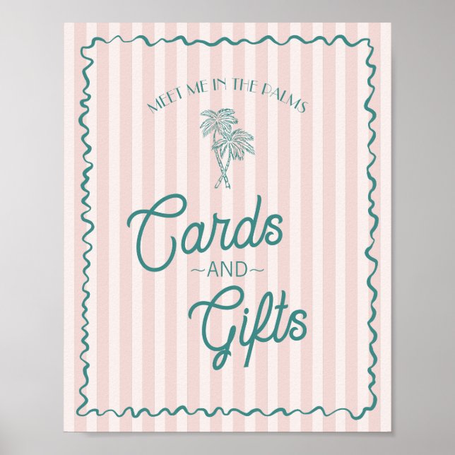 Póster Patines y Regalos Pink Palm Springs Pastel (Frente)
