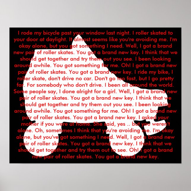 Póster patineta de rodillos : llave nueva (Frente)