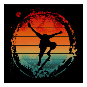 Póster Patineta de skateboarding vintage