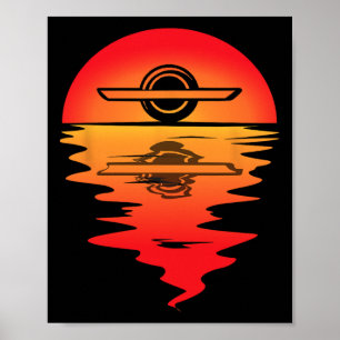 Póster Patineta Eléctrica Vintage Atardecer Onewheel Floa