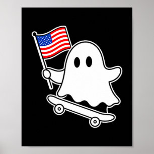 Póster Patineta fantasma bandera de EE. UU. linda 4 de ju