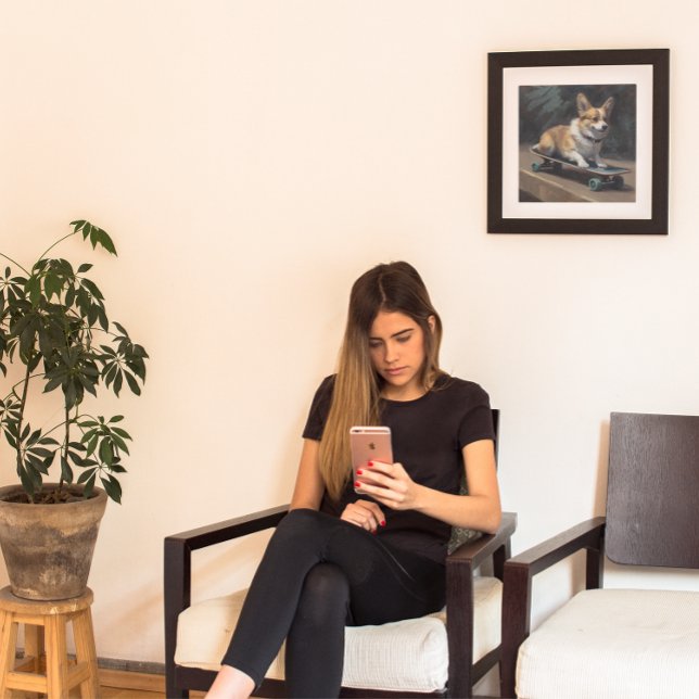 Póster patineta montada en corgi lindo (Subido por el creador)