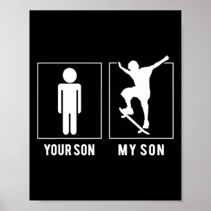 Póster Patineta - Tu Hijo - Mi Hijo Camisetas Día del Pad