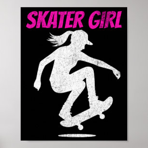 Póster Patino Como Una Chica Patinando Patineta Patinando