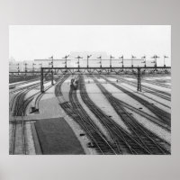 Patio de cambio de vías férreas, 1907. Foto antigu