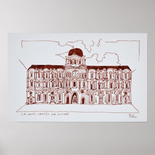 Póster Patio de La Cour Carree | Louvre, París, Francia (Frente)