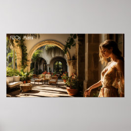 Póster Patio de la villa española de Miami de los años 20