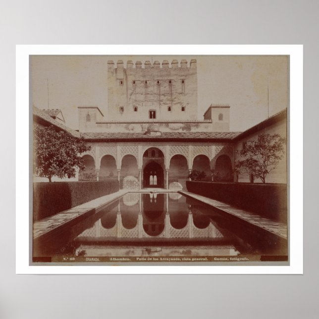 Póster Patio de los Arrayanes, Alhambra, c.1875-80 (sepia (Frente)
