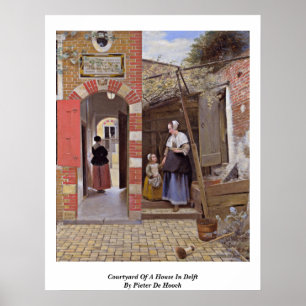 Póster Patio de una casa en Delft de Pieter de Hooch