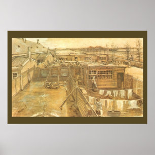 Póster Patio del carpintero y lavandería por Vincent van