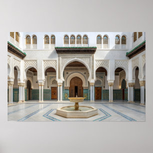 Póster Patio del Palacio Marroquí con Fuente