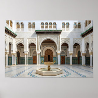 Póster Patio del Palacio Marroquí con Fuente
