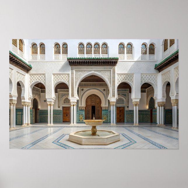 Póster Patio del Palacio Marroquí con Fuente (Frente)