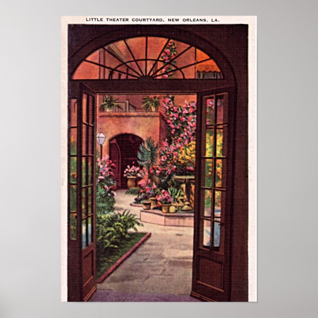 Póster Patio del Pequeño Teatro de Nueva Orleans Louisian (Frente)