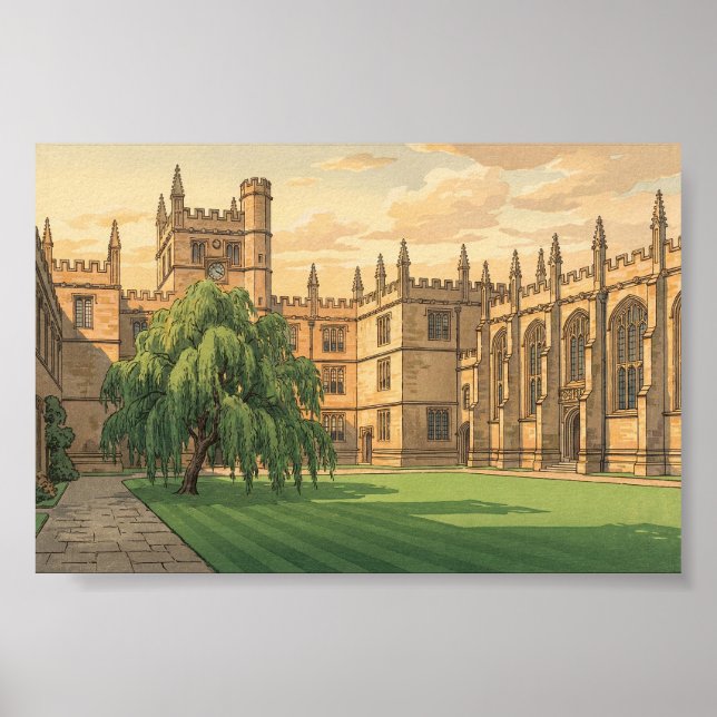 Póster Patio en la Universidad de Oxford (Frente)