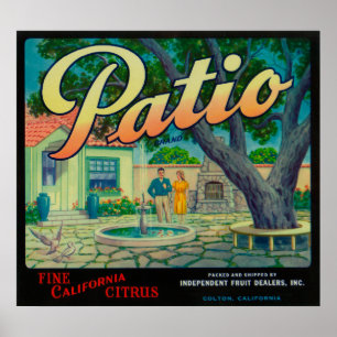Póster Patio LabelColton anaranjado, CA