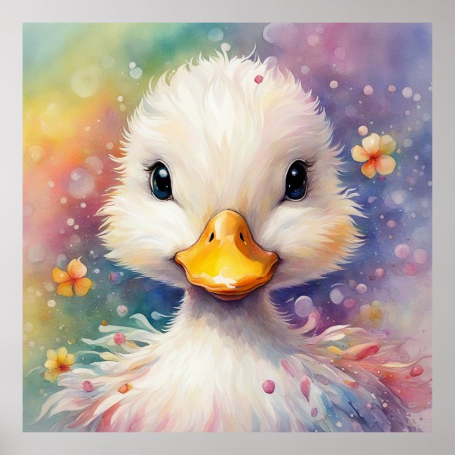 Póster Pato 3 Aves arcoiris (Frente)