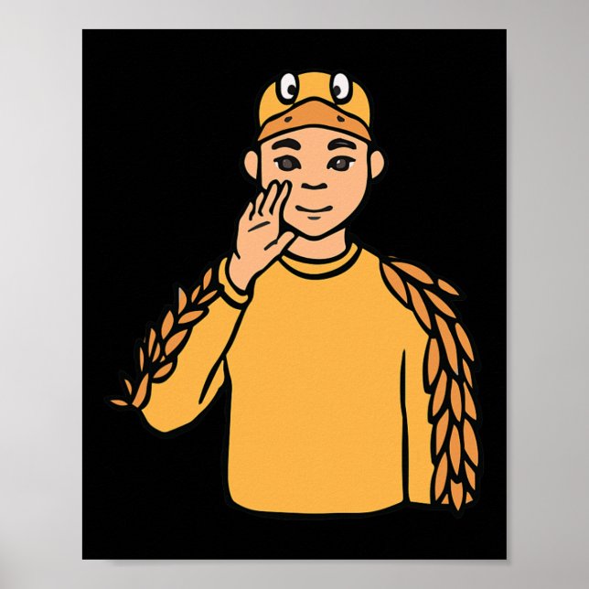 Póster Pato Animal ASL Gesto Mano Sordo Pérdida de Audici (Frente)