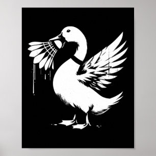 Póster Pato con lanzadera - Gracioso amante de Badminton