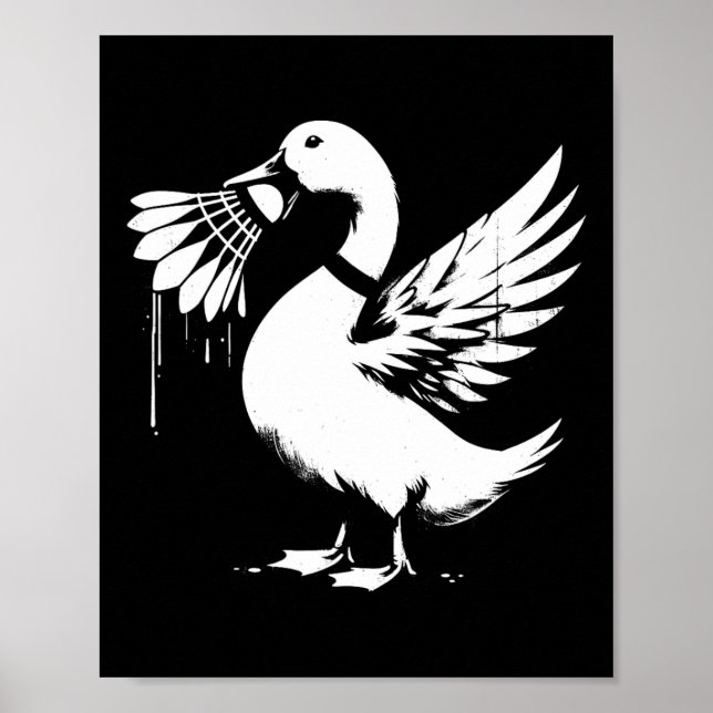 Póster Pato con lanzadera - Gracioso amante de Badminton  (Frente)