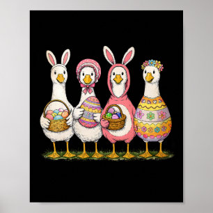 Póster Pato Conejo Huevos Feliz Pascua Divertido T