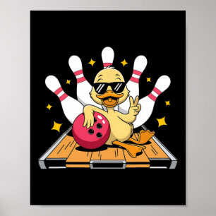 Póster Pato Cuto Con Sombrillas Jugando Boliche Para Los
