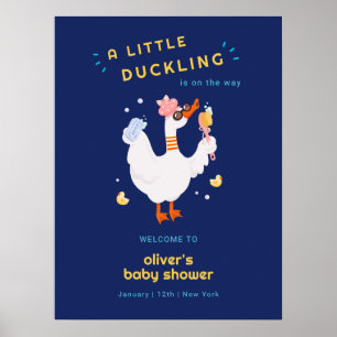 Póster Pato de burbuja divertido para baño de bebé Saludo