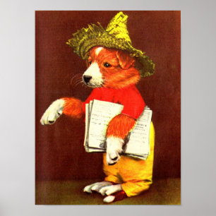 Póster pato de cachorro vestido lindo